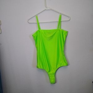 Neon green body suit